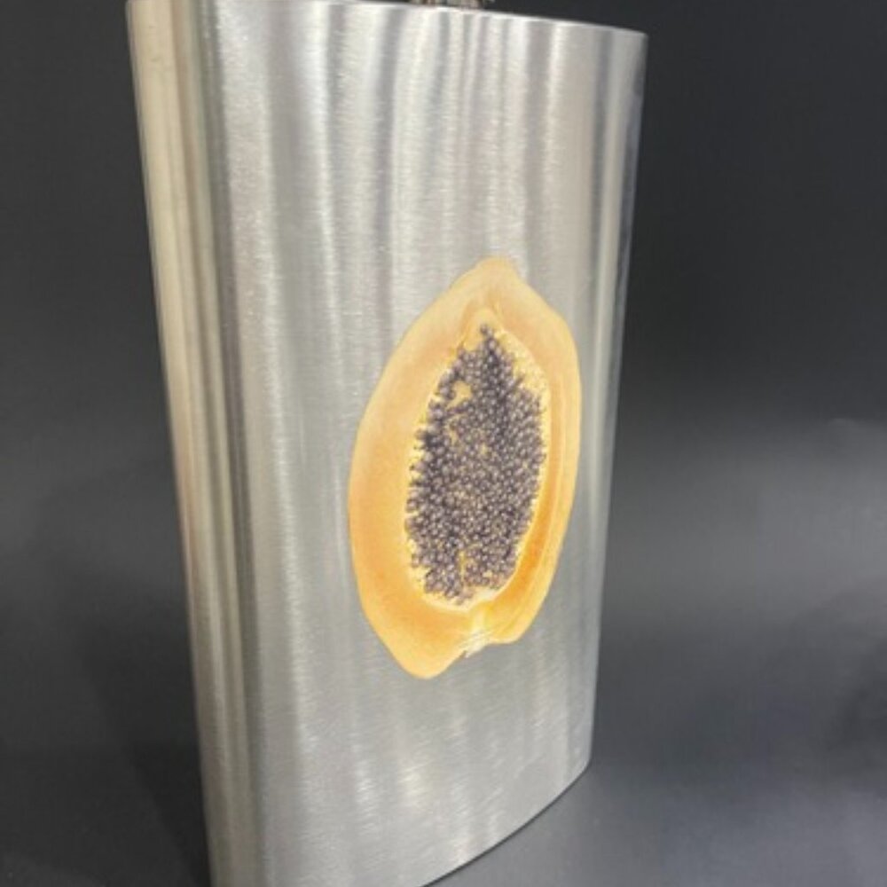 Jumbo 64 oz Stainless Steel Flask with Papaya Design